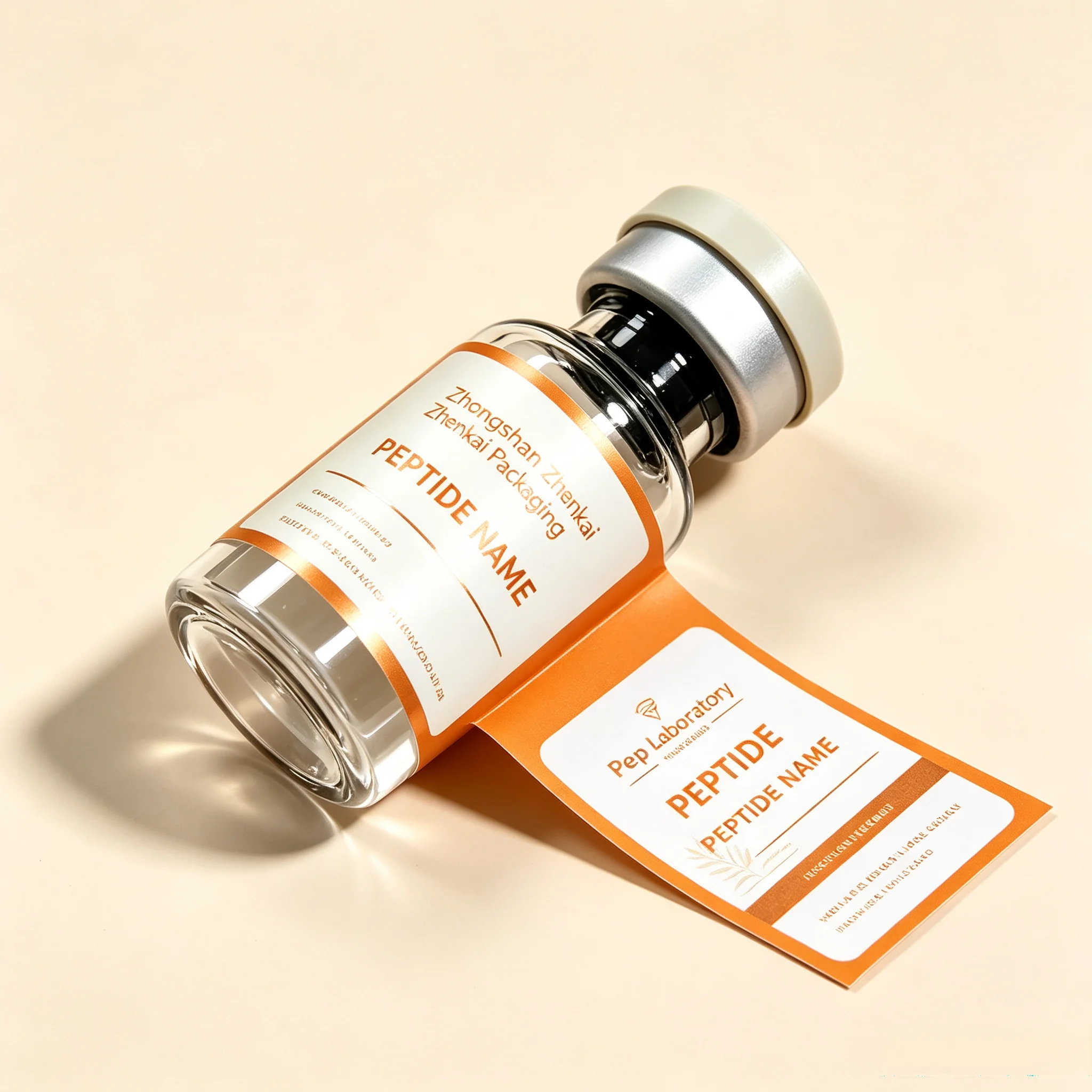 Factory Wholesale Roll Waterproof Logo Vinyl Labels,Custom Self Adhesive Stickers for Peptide Glass Vials 3ml 5ml 10ml