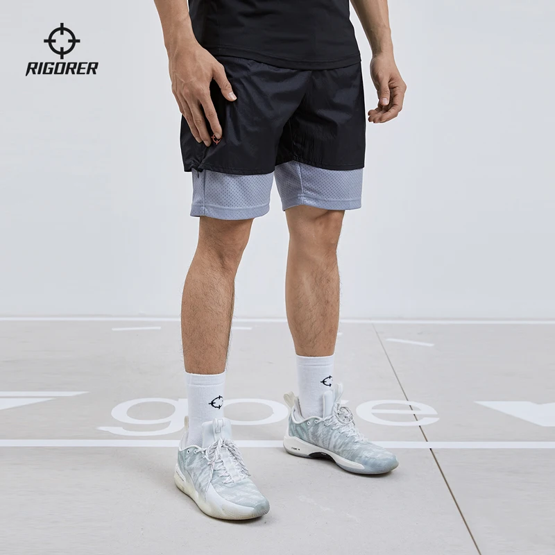 RIGORER 2023 New Arrival Woven Sports Shorts Men\'s Basketball Shorts Outdoor Running Training Fitness Mesh Shorts Z121211534