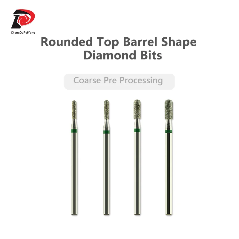 Rounded Top Barrel Shape Diamond Bits Electric Manicure Drill Coarse