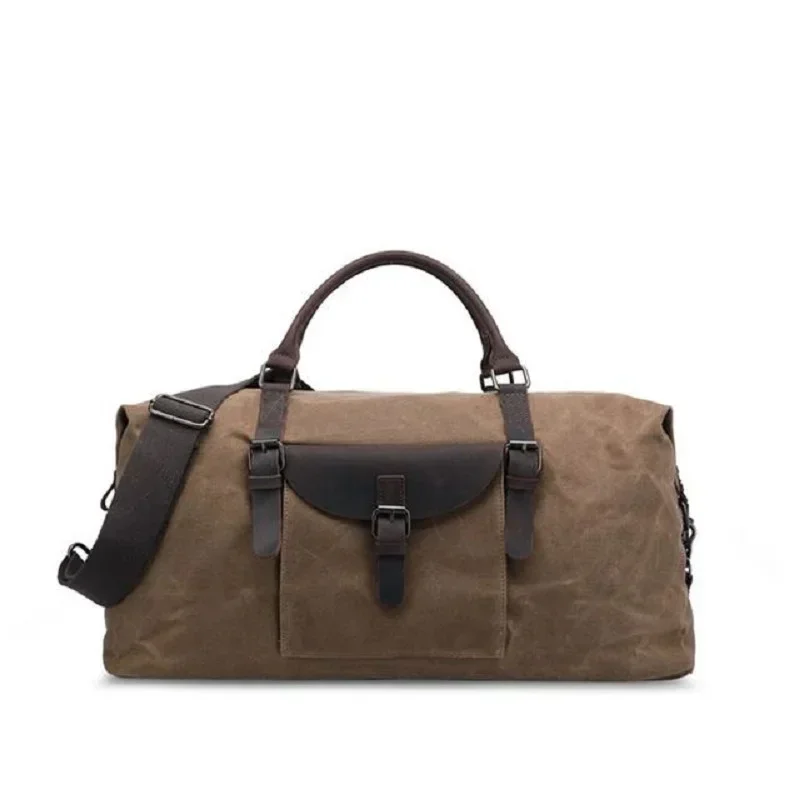 M306 Vintage Waxed Canvas Men Travel Duffel Large Capacity Oiled Leather Military Weekend Bag Basic Holdall Tote Overnight Bags