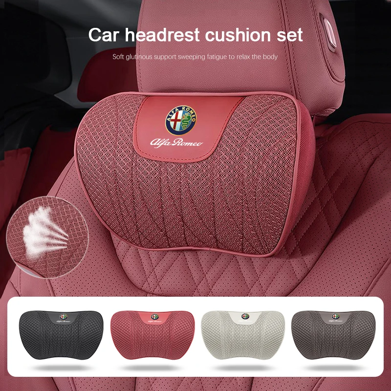

2026 Hot Car Sticker Ice Silk Car Seat Covers Auto Headrest Neck Pillow Lumbar Support For Alfa Romeo Giulietta Mito 159 Giulia