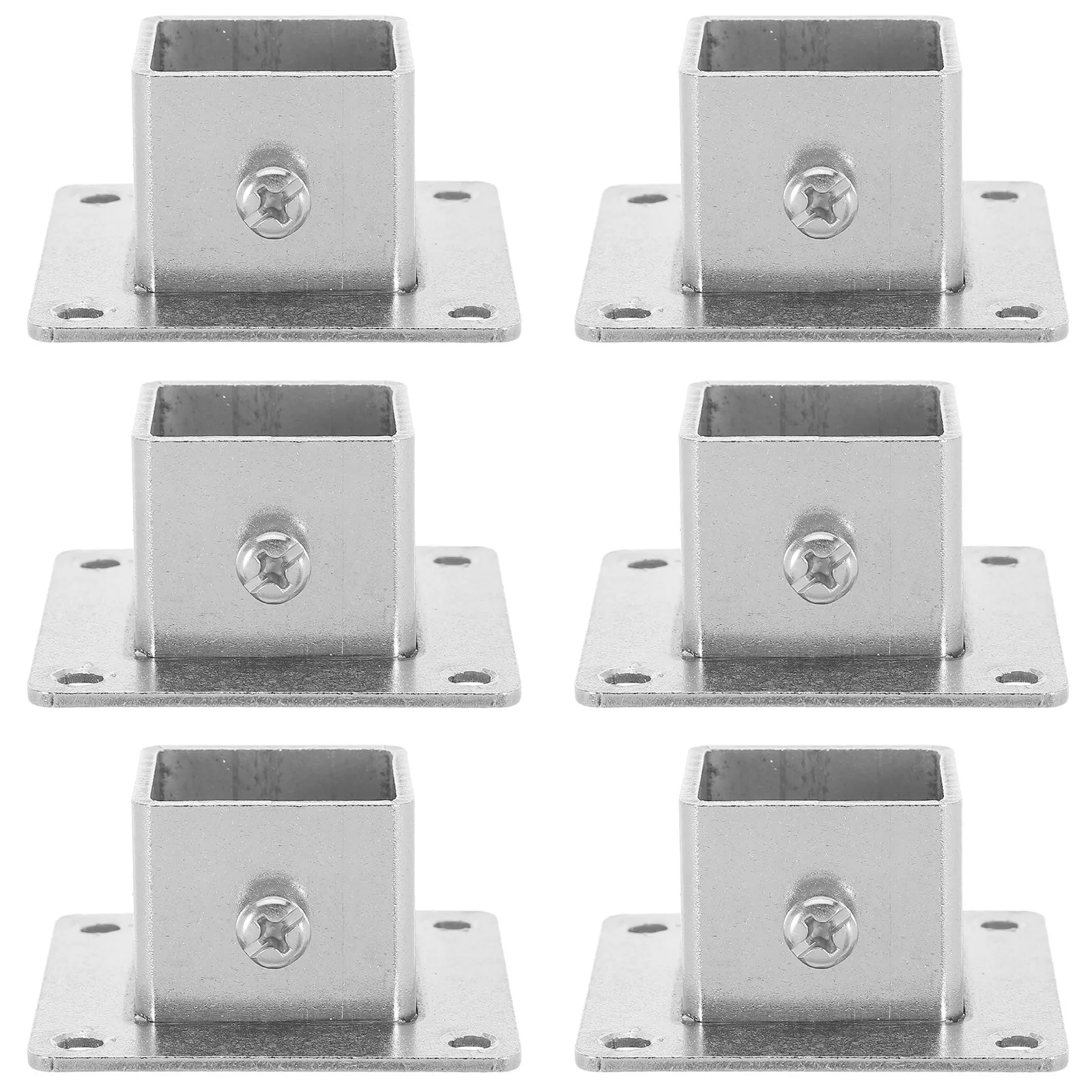 6Pcs Square Post Flange Base Stainless Steel Heavy Duty Anchor Plate Fence Post Support Bracket for Deck Railing