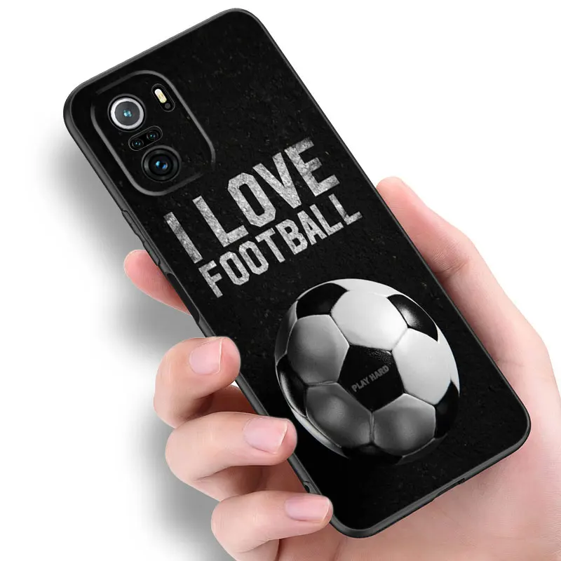 Fire Football Soccer Ball Black Phone Case For Xiaomi 10T 11 Lite 11T 12S 12X 13T 14 Pro A1 A2 POCO M3 M4 M6 X3 NFC X5 Pro F3 F5