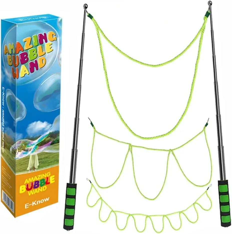 

E-Know Bubble Wand, 3 Style Giant Bubble Wand Outdoor Toy for Kids, Recyclable Stainless Steel, Telescopic Design Bubble Party Favors, Works Best Bubbleventi Bubble Mix