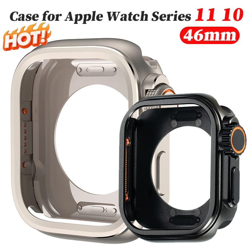 Aluminum Alloy Case for Apple Watch Case Series 11 46mm Metal Bumper Protective Change To Ultra 2 for Watch Case Series 10 46mm