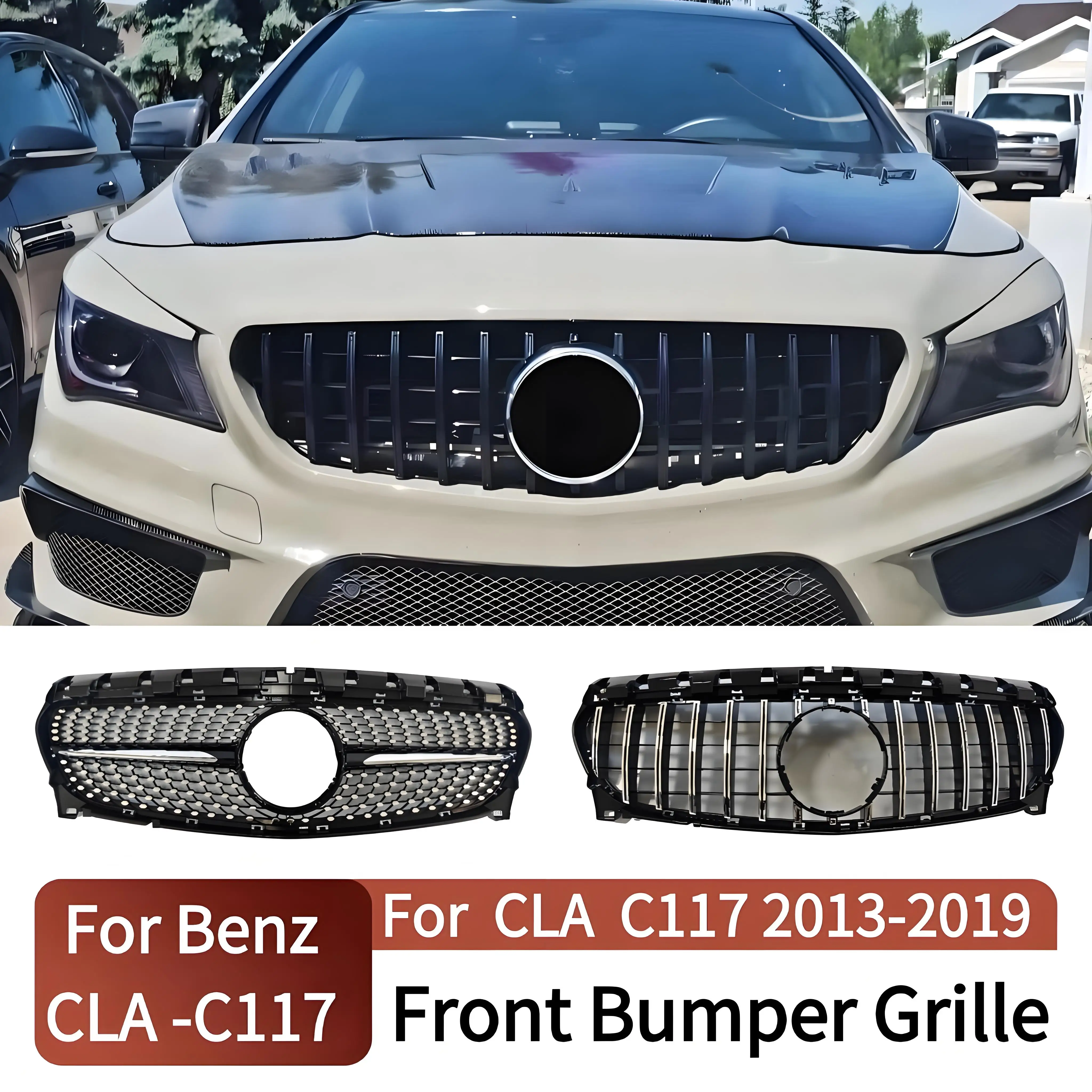 

Front Grille Bumper Grill Mask Grid Accessory Body Kit Tuning Refit For Mercedes Benz CLA C117 W117 2013-2019 GT Stars Style