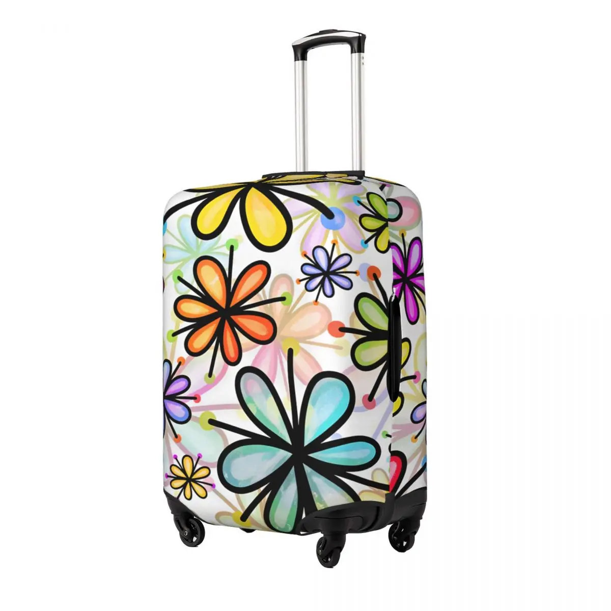 Rainbow Doodle Thin Petal Flower Suitcase Cover Cruise Trip Protector Vacation Fun Luggage Supplies