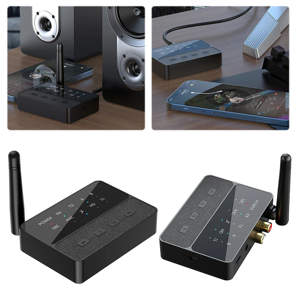 Bluetooth-Compatible 5.3 Wireless Stereo Receiver Transmitter 3.5mm AUX/RCA 2 In 1 Wireless Audio Dongle for TV Car Speaker