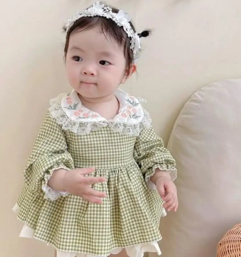 

Girls plaid dress girl baby princess baby dress casual party