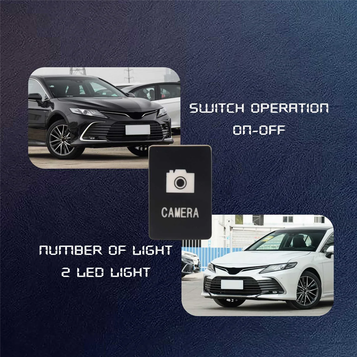 ไฟ LED สีฟ้า12V 33X22มม. เปิด/ปิดสำหรับ Toyota Landcruiser Yaris RAV4สีดำ