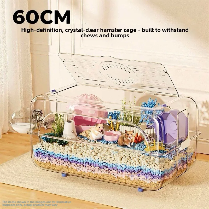 

Роскошная прозрачная клетка для хомяков с улучшенной вентиляцией, просторная игровая площадка для питомцев, устойчивая к укусам, вилла для золотистых хомяков