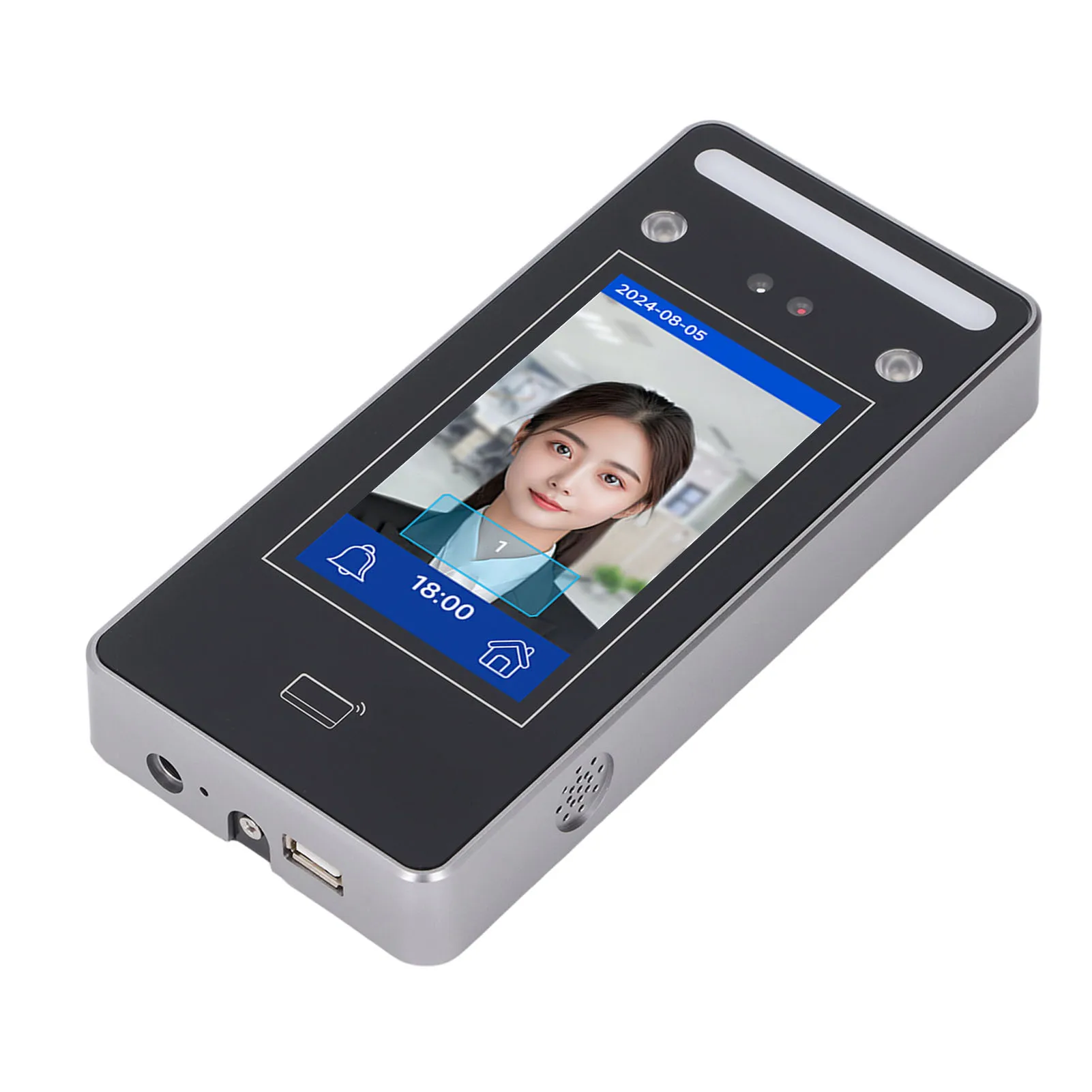 Binocular Face Attendance Machine Face Recognition Time Clock USB Flash Drive Comm 4.3 Inch LCD Screen for Office Enterprise