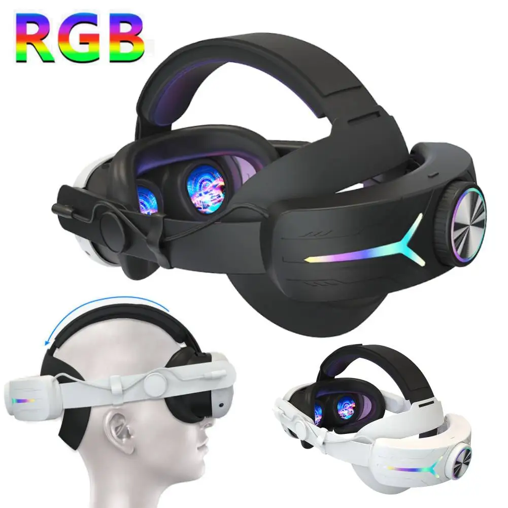

RGB Adjustable VR Head Band with 8000mAh Rechargeable Battery LED Backlight for Meta Quest 3 Headset Replacement Comfort Strap X