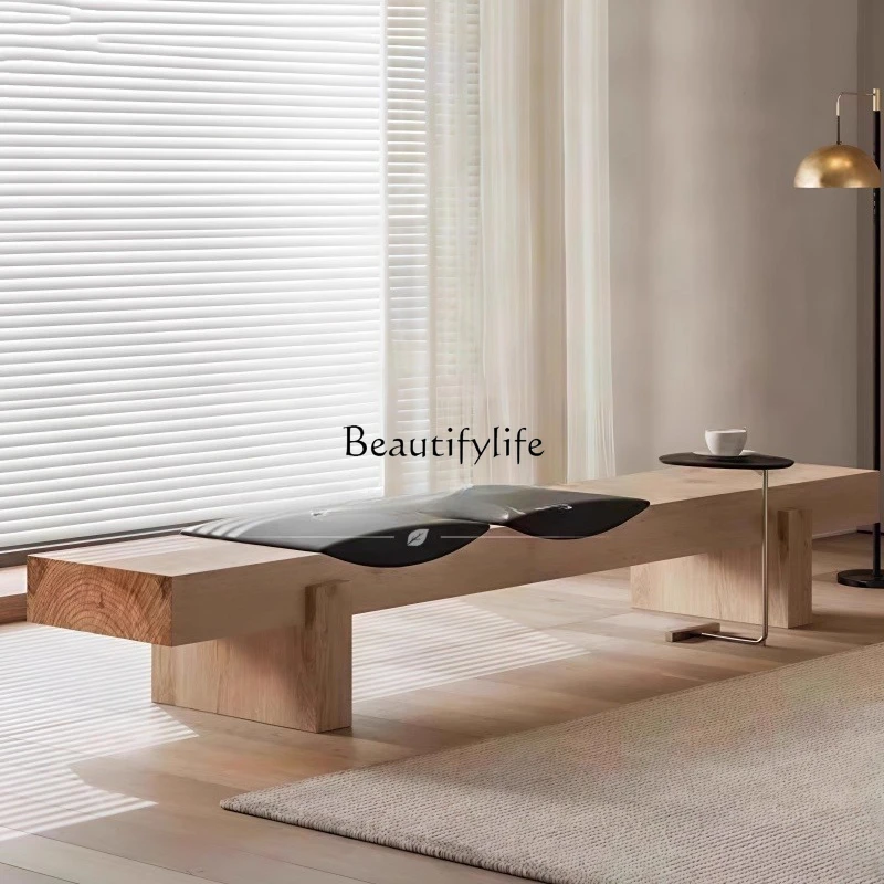 Italian minimalist solid wood living room art bench bed end sofa stool