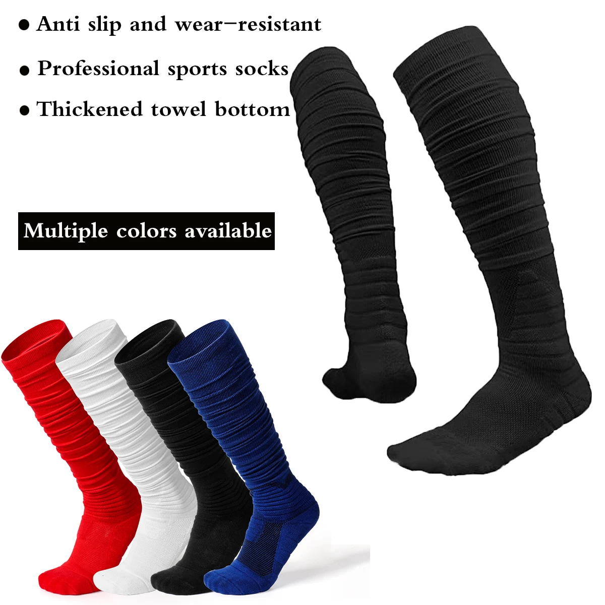 1 Pairs Football Socks Non Slip Men Football Socks Extra Long Socks Soccer Socks Over The Knee Athletic