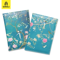 Exquisite Flowers Trees Birds Pattern Passport Holder Case Chinoiserie PU Leather Protect Passport Cover for Travel Necessities