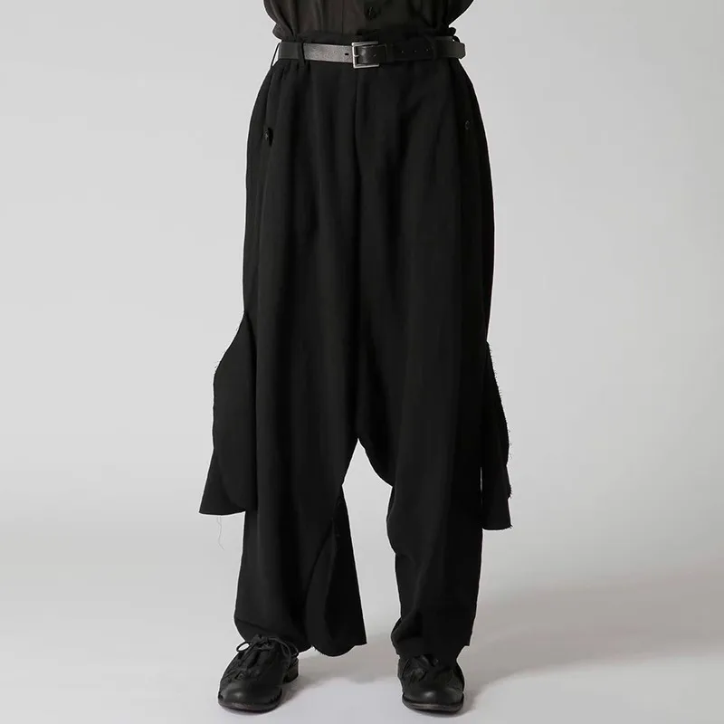 

YOJI OOAK linen mixed rayon pants fabric patchwork casual pants design feel solid color resist pants men