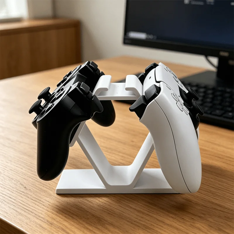 Universal Dual‑Handle Controller Stand, Game Accessory Storage Holder, Practical Desktop Game Controller Display Stand