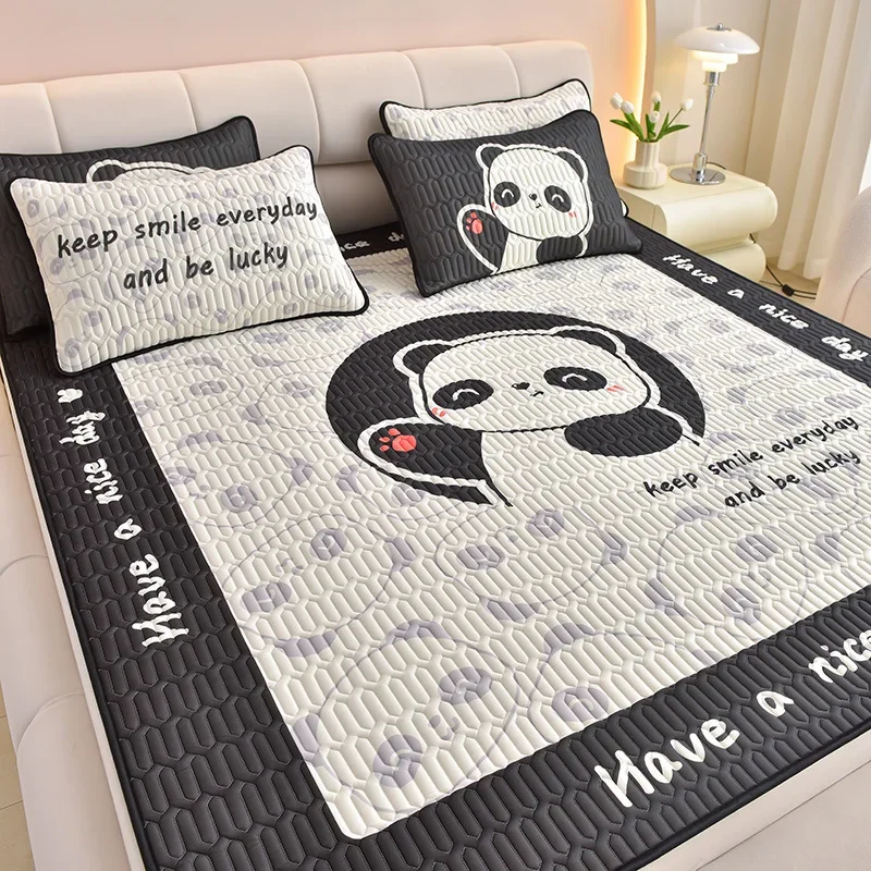 Cartoon Latex Cool Feeling Ice Fabric Mattress Cover Double Queen Bed Sheet Foldable Summer Cool Mat Air-conditioning Bedspreads