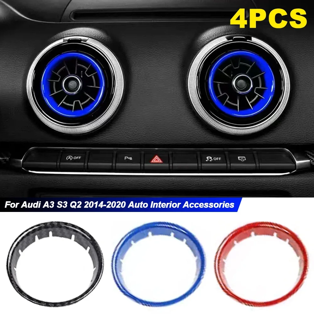 Image of 4Pcs Für Audi A3 S3 Q2 8V 2013-2020 Auto Klimaanlage Outlet Ring Dekoration Geeignet Auto Styling innen Zubehör