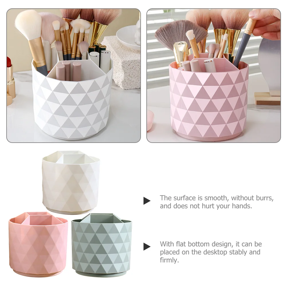 3 個のメイクブラシホルダー大容量回転式オーガナイザー滑らかな平底デザイン、ペン、口紅、化粧品の収納に最適