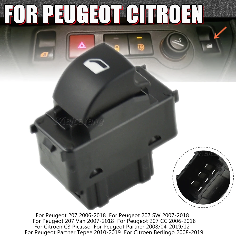 Interruptor Elevalunas Eléctrico 6490.E2: Reemplazo Directo Para 207, Partner Tepee Y Berlingo