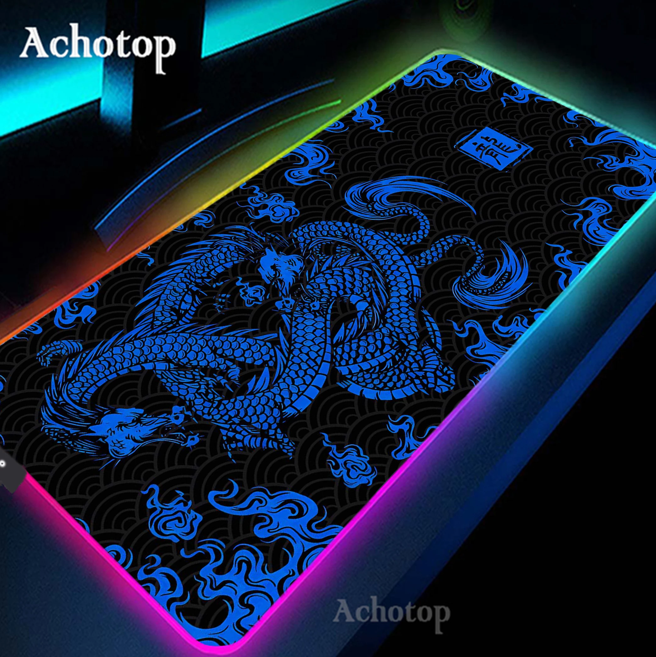 Mouse Pad RGB Dragon Anime Desige Computer Laptop LED Keyboard Mouse Mat XXL 900x400mm Luminous Large Mousepad PC Game Desk Mat