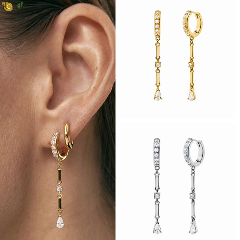 

925 Sterling Silver Ear Needle Uxurious Minimalist Gold Silver Hoop Earrings Tassel Pendant Elegant Earrings for Women Jewelry