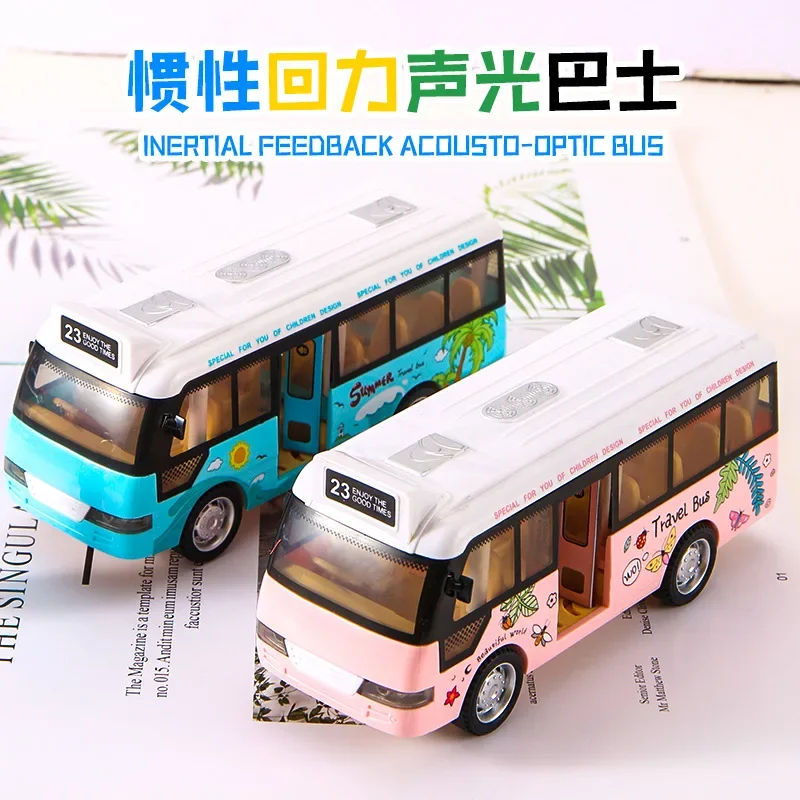 

Kids Bus Open Bus Model Toy Car Inertial Simulation Bus Boys and Girls Toys Lighting and Sound Effects Toddler Toys Children