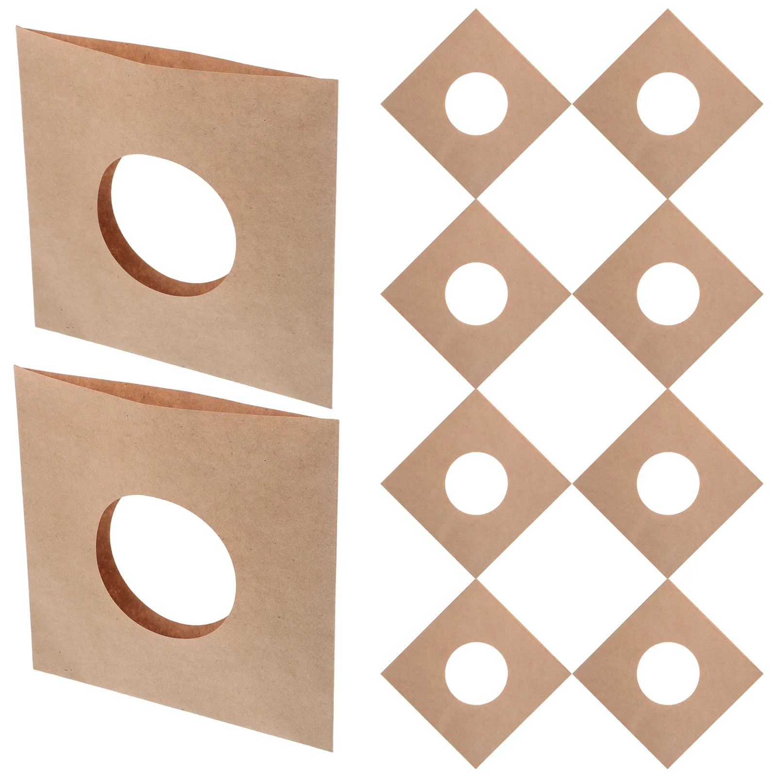 

10 pcs Vinyl Record Paper Sleeves 7 Inch Brown Kraft Paper Right-Angle Design With Ventilation Hole For Moisture Protection