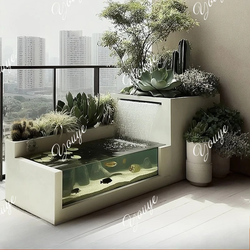 Stainless steel circulating water fish pond flower box courtyard outdoor balcony garden water feature ecological swamp filter