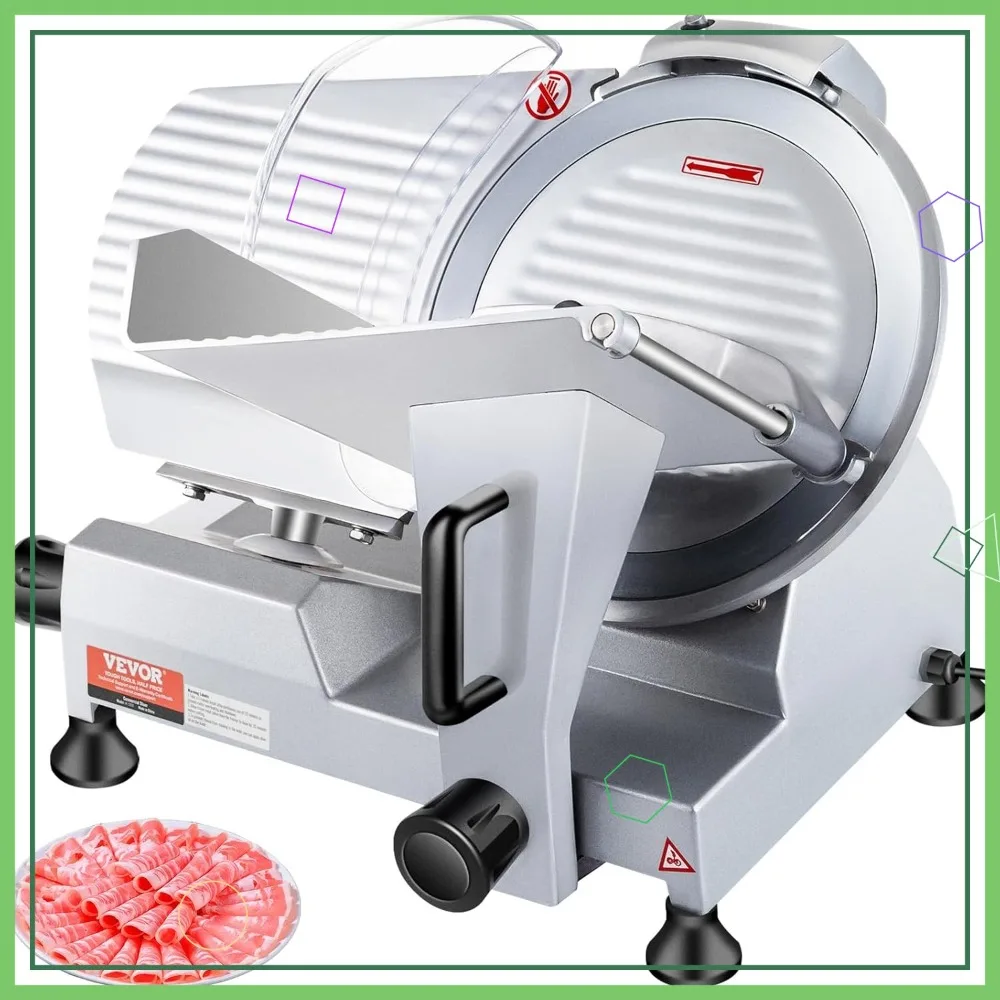 

10-Inch Electric Meat Slicer, 240W Frozen Food Cutter, Semi-Auto Commercial & Home Use with Chromium Blade