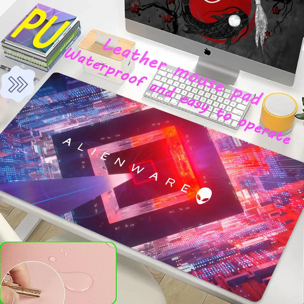 

Black Gaming Mouse Pad Alienware Color Leather PU Waterproof Mouse Pad 1000x500 Keyboard Pad for Laptop Gamer Desk Pad