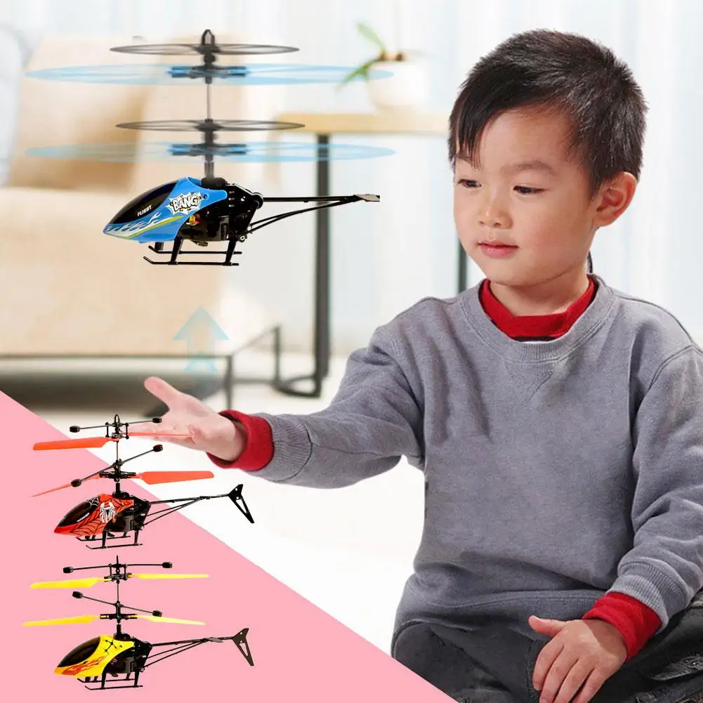 Mini Two-channel Remote Control Aircraft Helicopter Model Educational Children Gesture Intelligent Sensing Electric Drone T K4G8