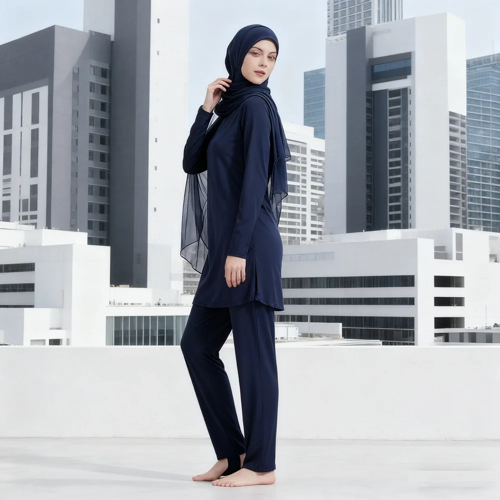 2025 Modest Muslim Swimwear Burkinis Women Swimsuit Islamic Full Coverage Hijab Swimming Suit Beachwear Femmes Islamic Plus Size