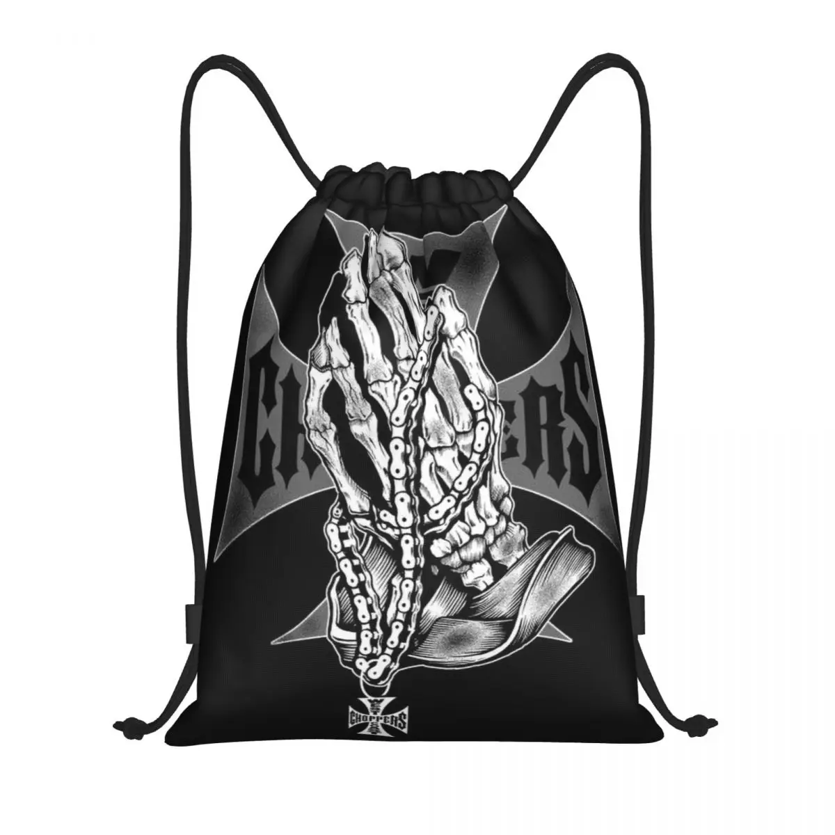 Custom West Coast Iron Cross Choppers Drawstring Bag Men Women Lightweight Sports Gym Storage Backpack