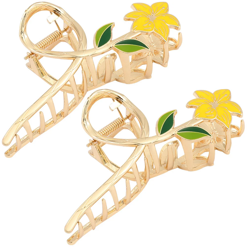 

2Pcs Retro Hair Claw Clips Alloy Flower Decorative Accessories Hold Claw Clips Back Hairstyles Practical Gifts
