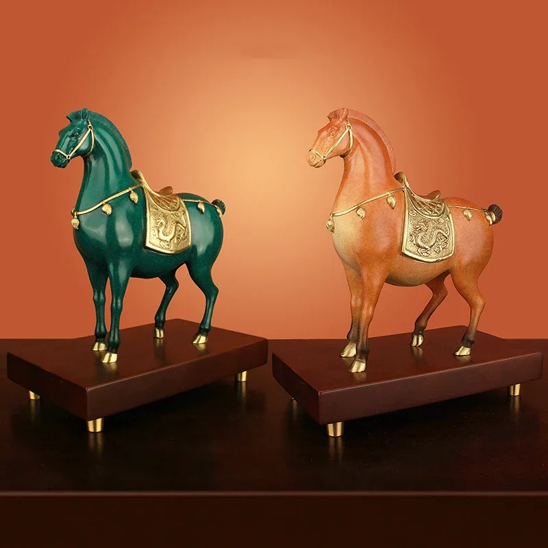 Atacado Home Office Decoração de mesa interna Feng Shui Bronze Metal Escultura de cavalo antigo chinês