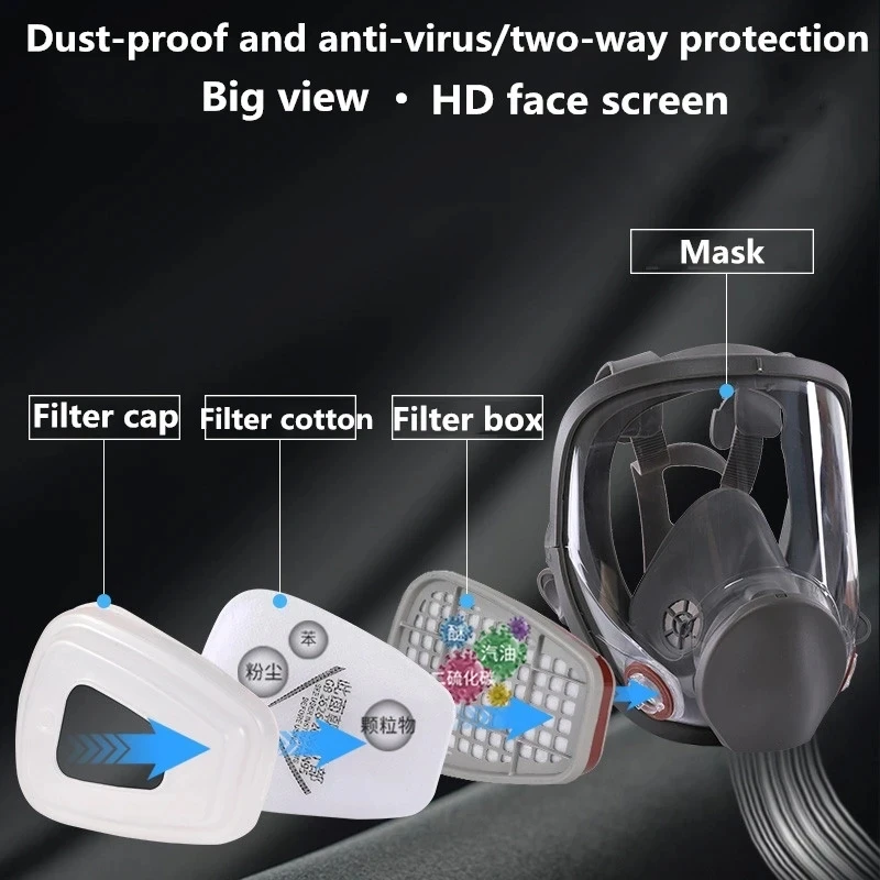 6800 gas mask full face respirator] paint mask for painting, machine polishing, welding and other work protection, Gas Mask