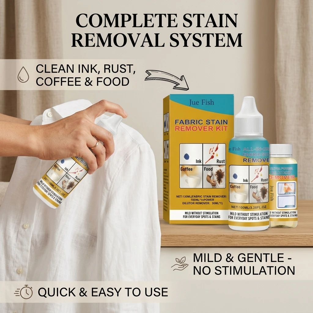 Kit de Détachage pour Tissus : Dissout les Taches d'Huile Tenaces, Séchage Rapide, Protection Longue Durée, Formule Douce, Nettoyant pour Vêtements