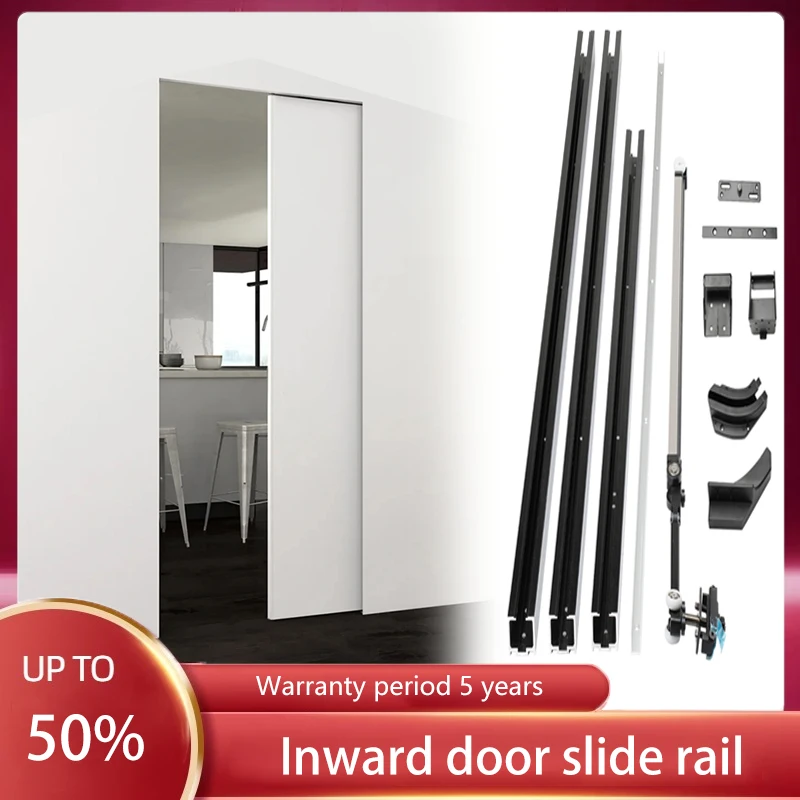 

Internal Push Bus Sliding Door Track Buffer Cloakroom Bedroom Invisible Door Sliding Door Slide Rail Hardware Accessories