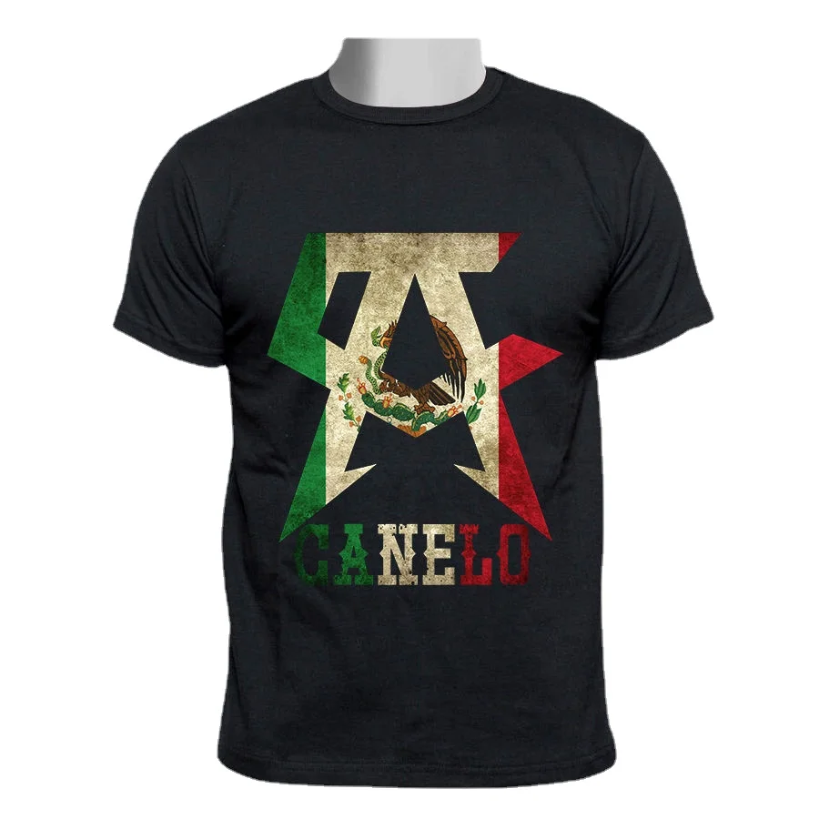 Hot Sale Mexican Flag Canelo Alvarez Boxing Champion Symbol T-Shirt. Summer Cotton Short Sleeve O-Neck Mens T Shirt New S-3XL