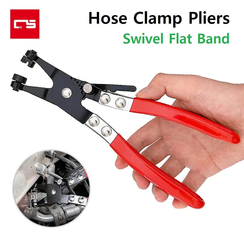 Hose Clamp Pliers Repair Tool Swivel Flat Band for Car Water Pipe Removal and Installation of Ring-Type or Flat-Band Hose Clamps