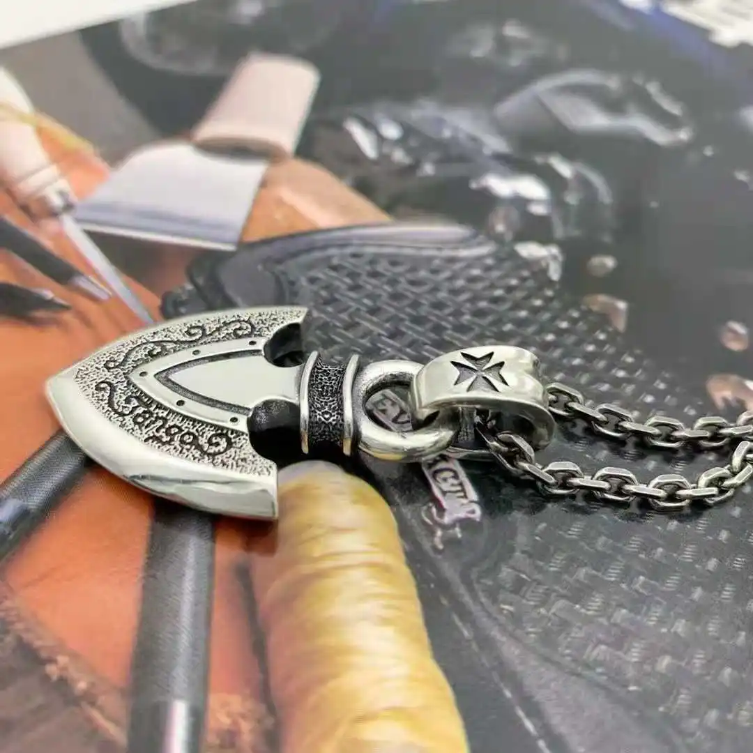 Indian style jewelry, Thai silver retro distressed necklace, handsome men and women, pure silver arrow pendant, spear head penda