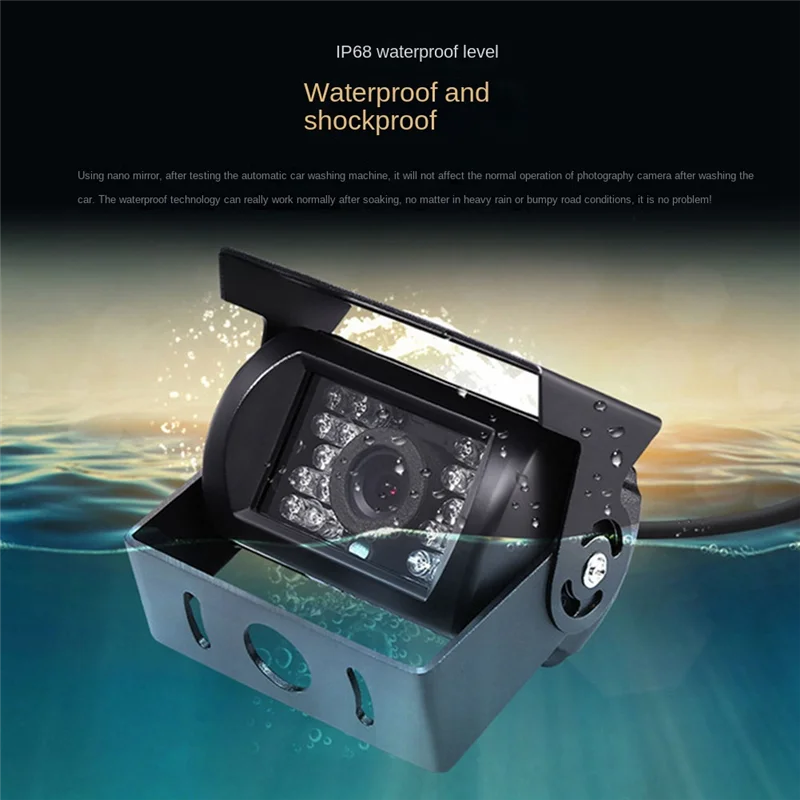 Waterproof 18 LED Car Rear View Reversing Parking Backup Camera IR Night Vision for 12V 24V Bus Truck Motorhome Van(B)