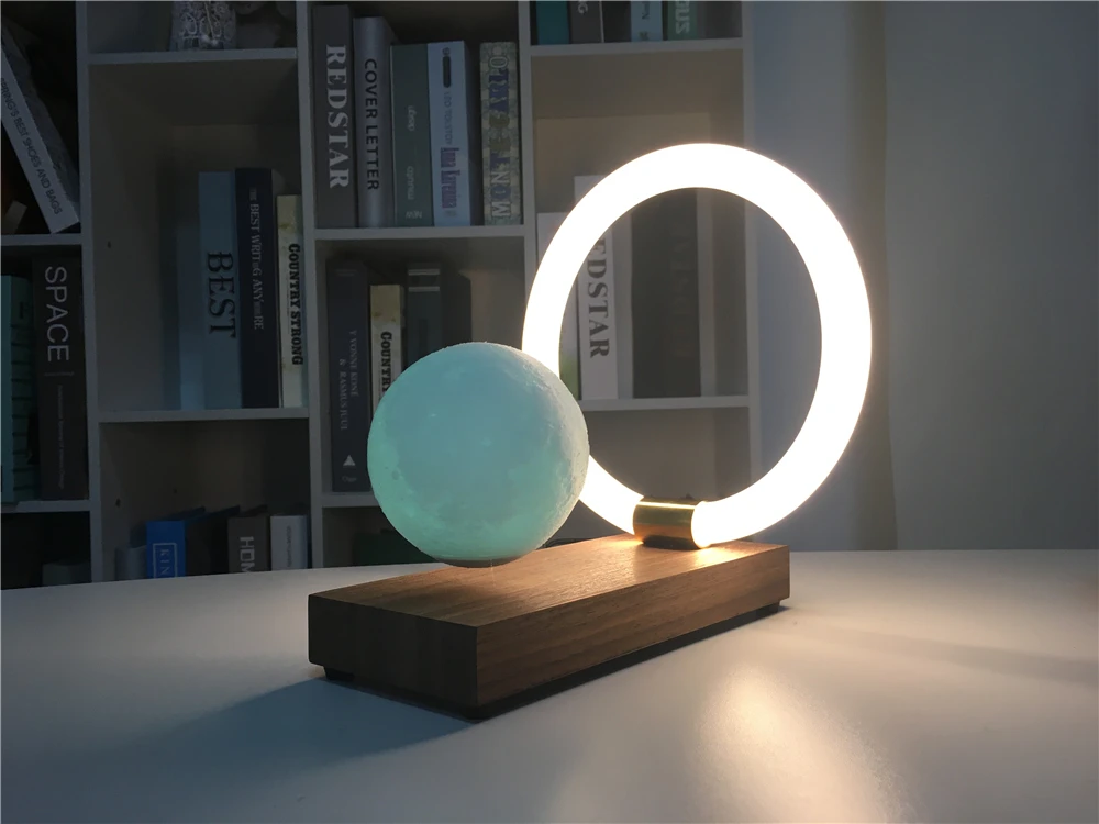 Light up Bar Table Wooden Lamp Round Shade 6W Desk Lamp Plastic Small Portable Magnetic Levitation LED Light Table for Kids