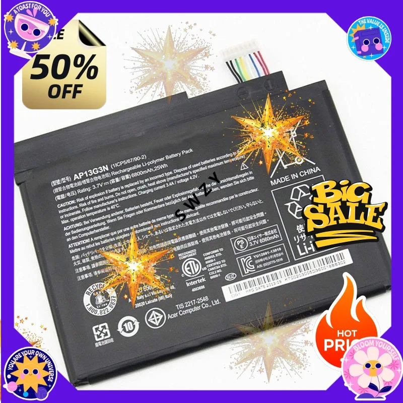 SWZY   3.7V 25Wh 6800mAh Model AP13G3N Battery for Acer Aspire Iconia W3-810 Tablet 8 Series Tablet
