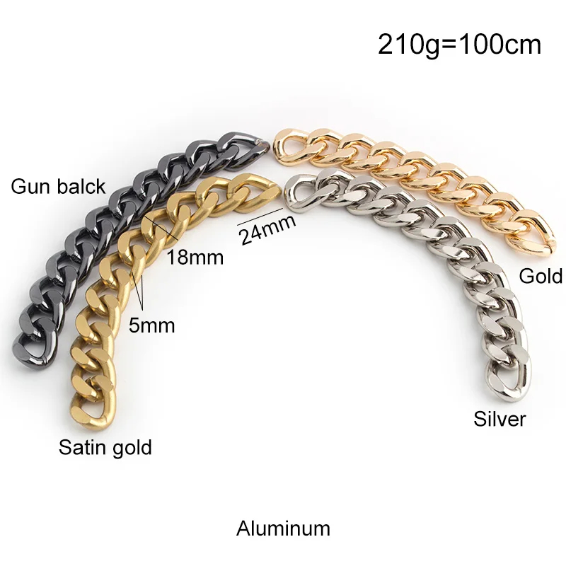 Nolvo World 18mm Gold Hight Quality Custom Accessories Light Purse Metal Strap Aluminum Chain Thick For Handbags