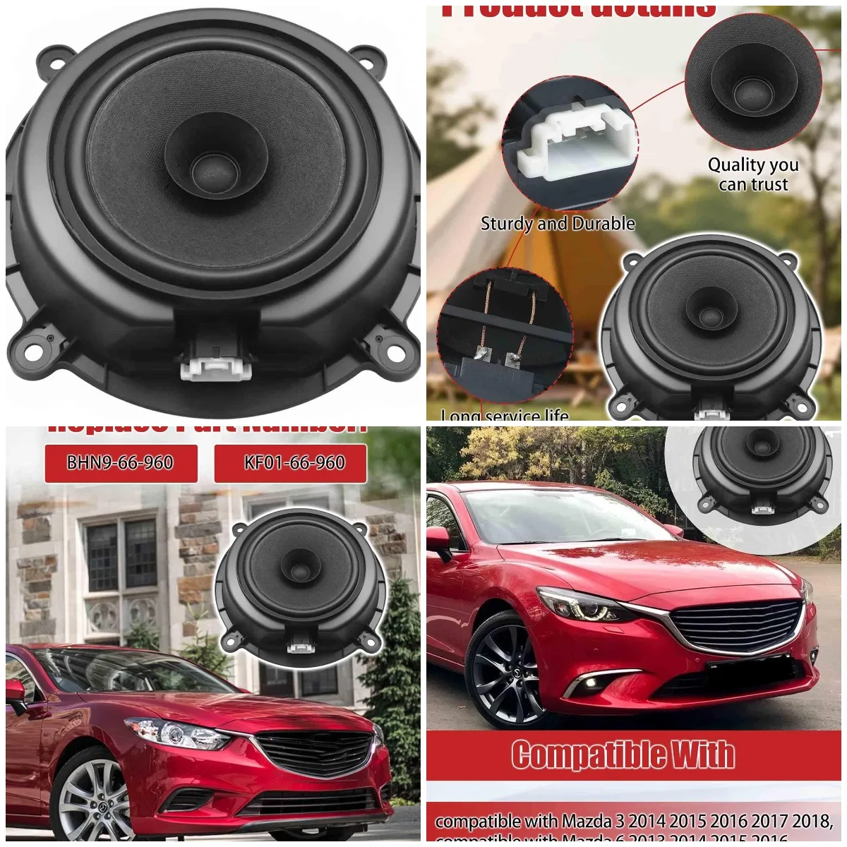 

Динамик передней двери, совместимый с Mazda 3, 2013-2016 гг. 2014-2018 Mazda6/CX-5, замена BHN9-66-960 KF01-66-960