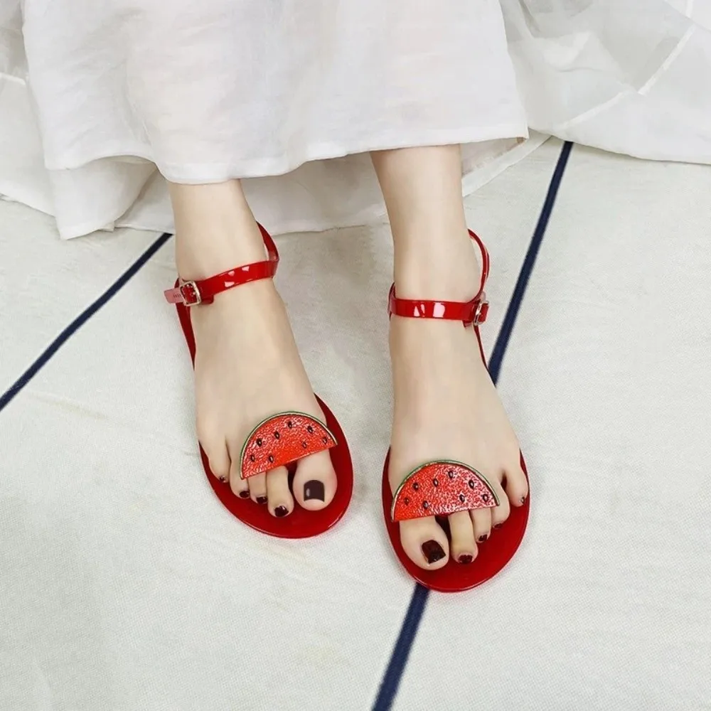 Watermelon Jelly Fruits Sandals Lemon Strawberry Lemon Orange Korean Style Slippers Mango Grape Bee Soft PVC Bottom